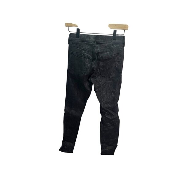 Express Black Coated Python/Snake Print Mid Rise Ankle Skinny Jeans Size 00R - Picture 6 of 7